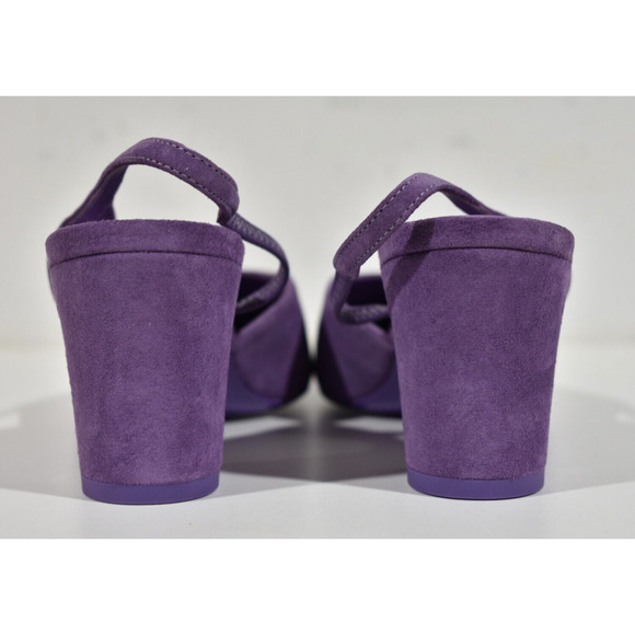Chanel 23S Mademoiselle Coco Sling Purple Suede Slingback Sandal Block Heel 40.5 - Picture 10 of 11